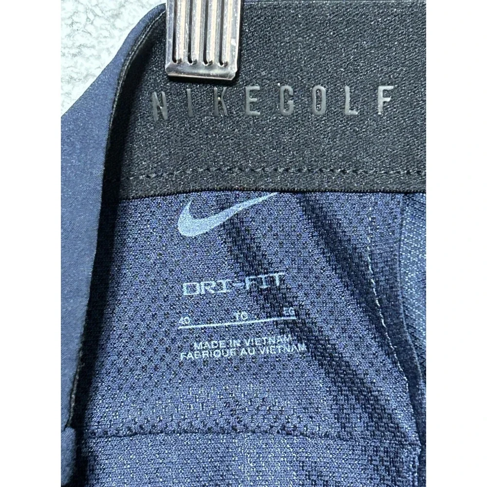 Nike Golf Shorts Men 40 Blue Chino Striped Swoosh Logo Outdoor Preppy Breathable